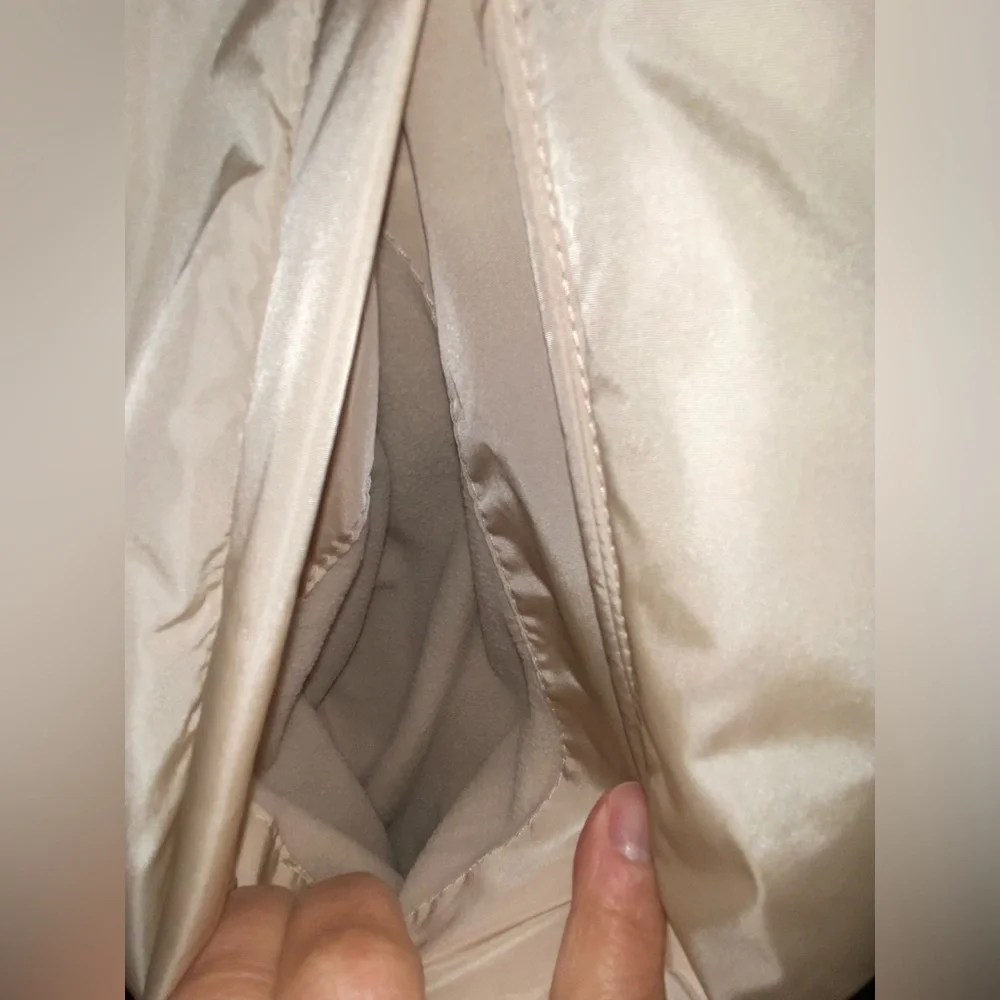 MANGO MNG Hooded Long Puffer Vest women’s Small S champagne double front zipper - Picture 7 of 16